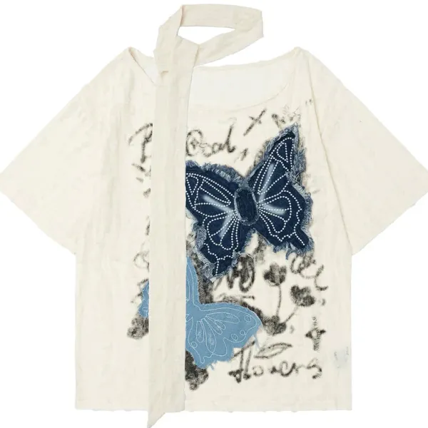 Aesthetic T-Shirts & Graphic Tees*Boogzel Clothing 2007 Aesthetic Butterfly Patch Tee