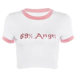 Crop Tops|Y2K Tops*Boogzel Clothing 69% Angel Crop Tee White