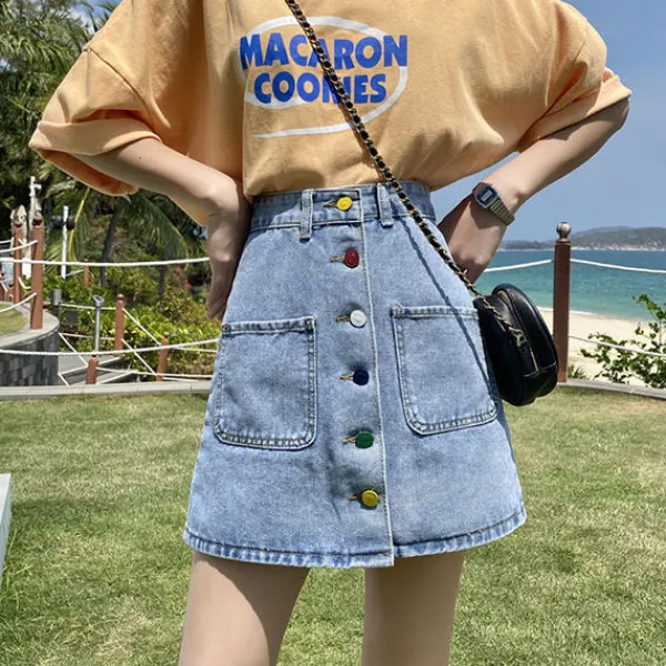Skirts*Boogzel Clothing 2.0 Artsy Denim Skirt Blue