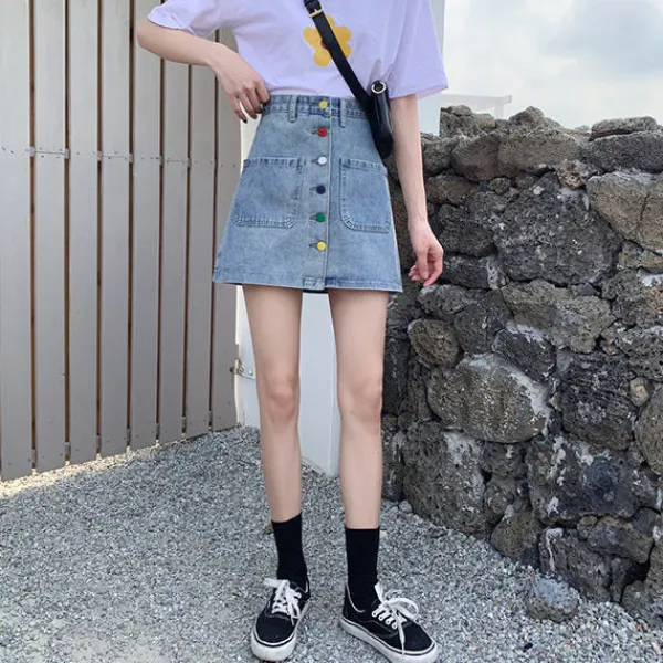 Skirts*Boogzel Clothing 2.0 Artsy Denim Skirt Blue