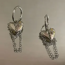 Earrings*Boogzel Clothing 2.0 Heart Lock Earrings Silver