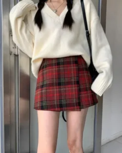 Skirts*Boogzel Clothing About A Girl Grunge Plaid Wrap Skirt Red