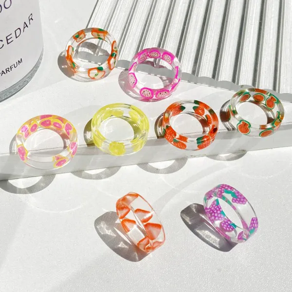 Rings*Boogzel Clothing Aesthetic Clear Fruit Ring