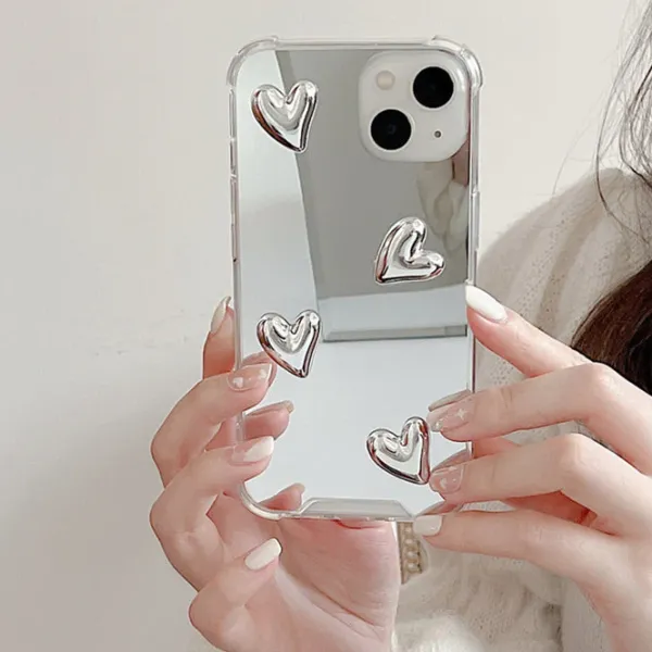 Iphone Cases*Boogzel Clothing Aesthetic Heart Mirror iPhone Case Silver