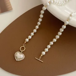 Necklaces & Chokers*Boogzel Clothing Aesthetic Heart Pearl Necklace