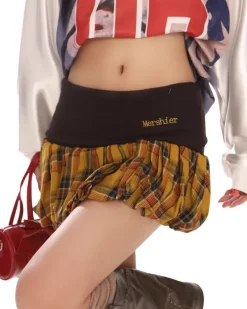 Skirts*Boogzel Clothing Aesthetic Plaid Balloon Mini Skirt