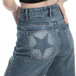 Jeans*Boogzel Clothing Aesthetic Star Washed Jeans Blue