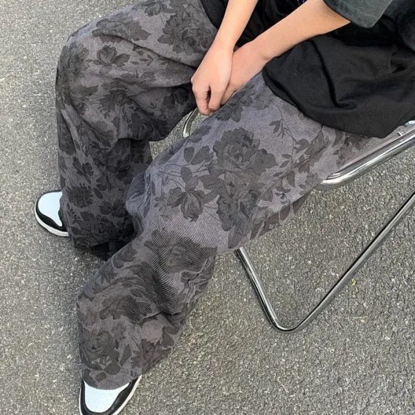 Pants & Trousers*Boogzel Clothing Aesthetic Wide Floral Cord Pants