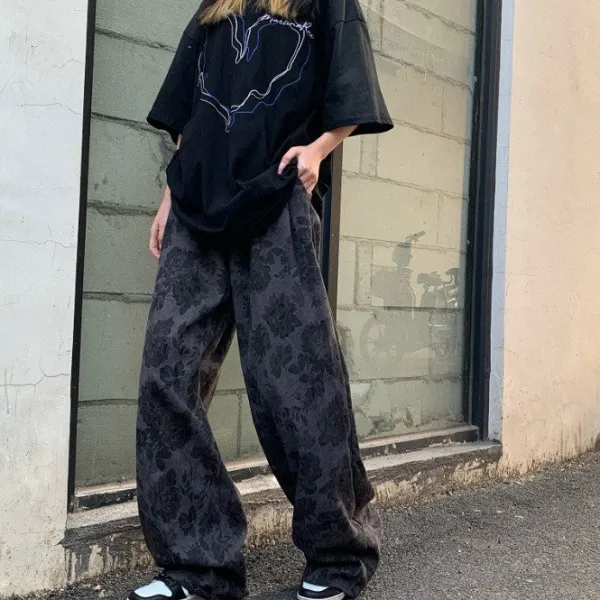 Pants & Trousers*Boogzel Clothing Aesthetic Wide Floral Cord Pants