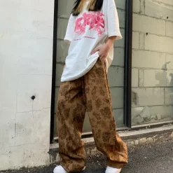 Pants & Trousers*Boogzel Clothing Aesthetic Wide Floral Cord Pants