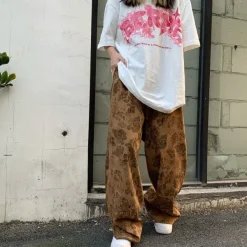 Pants & Trousers*Boogzel Clothing Aesthetic Wide Floral Cord Pants