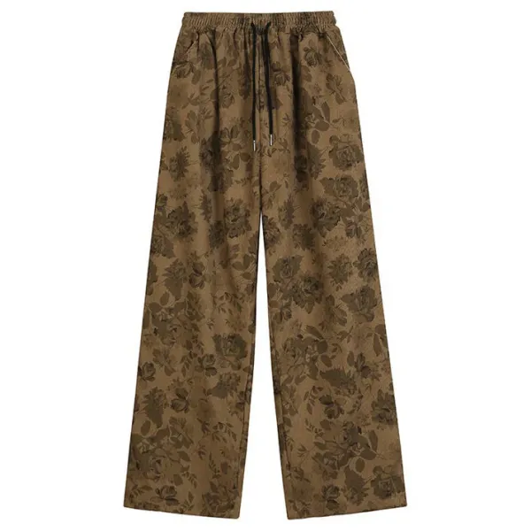 Pants & Trousers*Boogzel Clothing Aesthetic Wide Floral Cord Pants