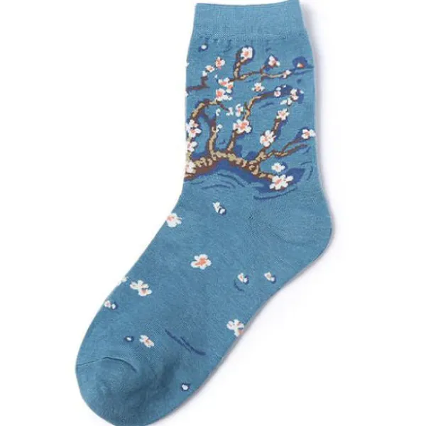 Socks*Boogzel Clothing Almond Blossoms Van Gogh Socks Blue
