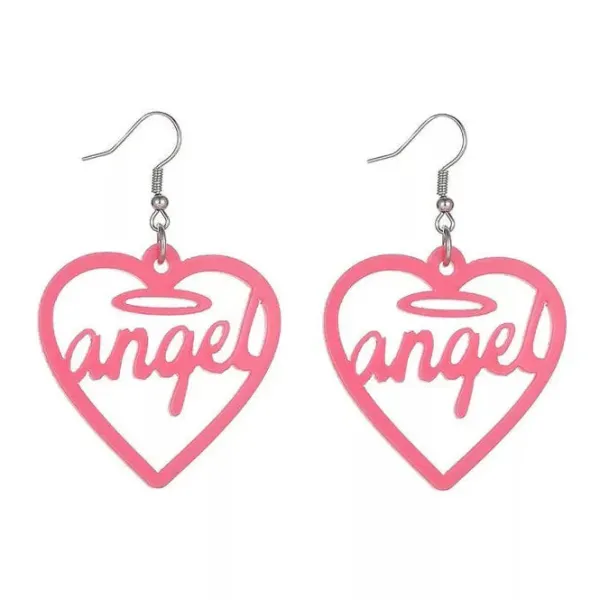 Earrings*Boogzel Clothing Angel Heart Earrings Pink