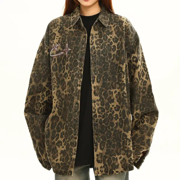 Coats & Jackets*Boogzel Clothing Animal Attraction Leopard Oversized Jacket Brown