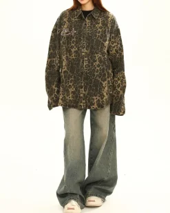Coats & Jackets*Boogzel Clothing Animal Attraction Leopard Oversized Jacket Brown