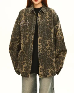 Coats & Jackets*Boogzel Clothing Animal Attraction Leopard Oversized Jacket Brown