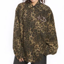 Coats & Jackets*Boogzel Clothing Animal Attraction Leopard Oversized Jacket Brown