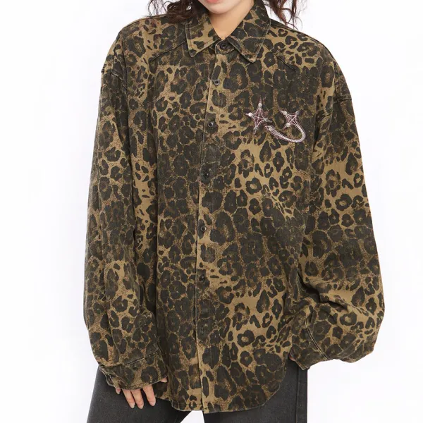 Coats & Jackets*Boogzel Clothing Animal Attraction Leopard Oversized Jacket Brown
