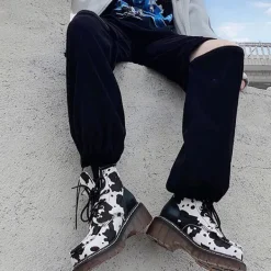 Mad|Boots / Platform Boots*Boogzel Clothing Animal Behavior Boots Black/white