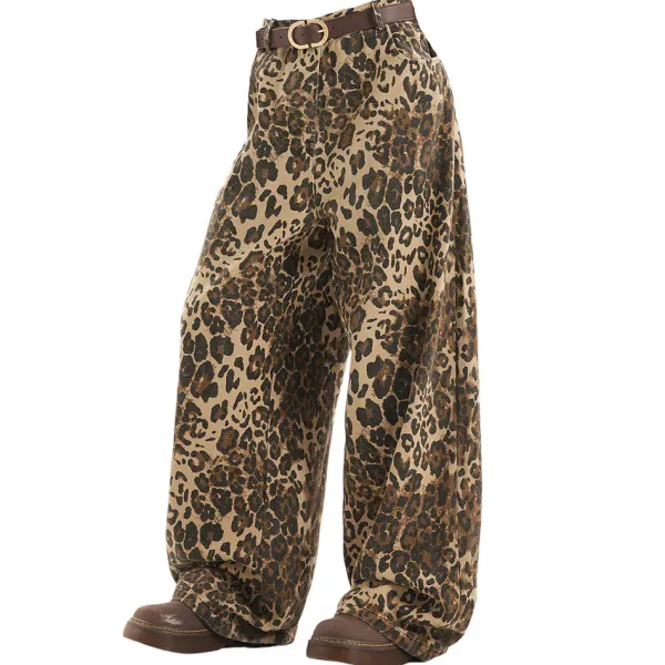 Pants & Trousers*Boogzel Clothing Animal Instincts Leopard Print Wide-Leg Pants Brown