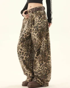 Pants & Trousers*Boogzel Clothing Animal Instincts Leopard Print Wide-Leg Pants Brown