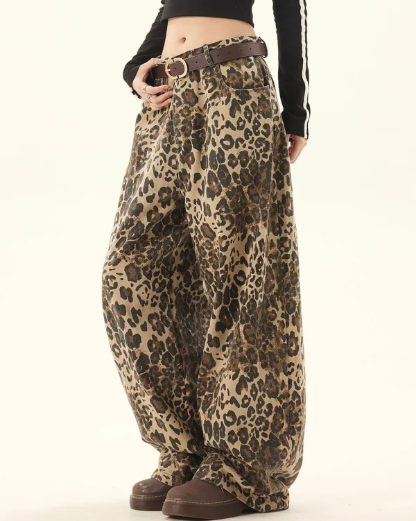 Pants & Trousers*Boogzel Clothing Animal Instincts Leopard Print Wide-Leg Pants Brown