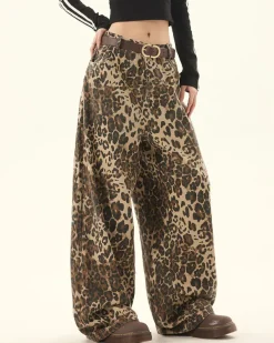 Pants & Trousers*Boogzel Clothing Animal Instincts Leopard Print Wide-Leg Pants Brown