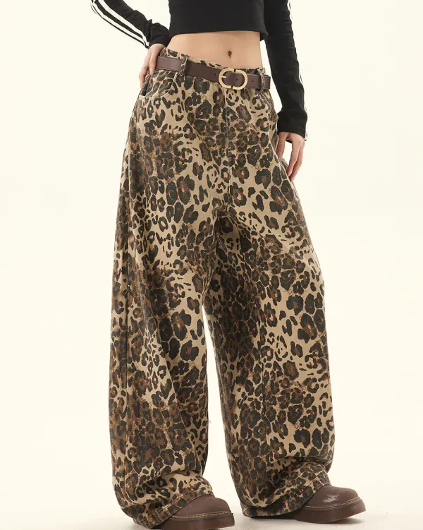 Pants & Trousers*Boogzel Clothing Animal Instincts Leopard Print Wide-Leg Pants Brown