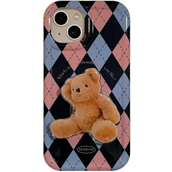 Iphone Cases*Boogzel Clothing Argyle Bear PopSocket iPhone Case Blue/pink