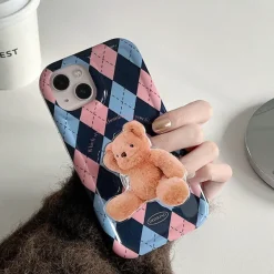 Iphone Cases*Boogzel Clothing Argyle Bear PopSocket iPhone Case Blue/pink