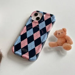 Iphone Cases*Boogzel Clothing Argyle Bear PopSocket iPhone Case Blue/pink