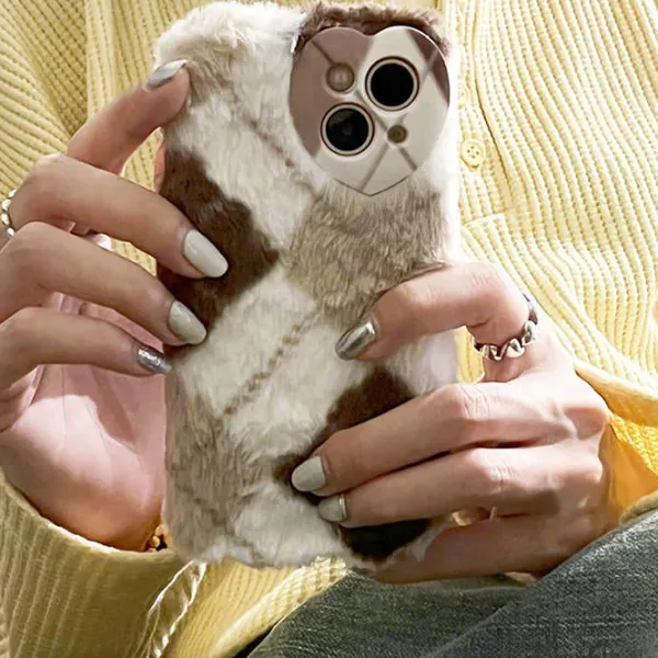 Iphone Cases*Boogzel Clothing Argyle Fuzzy iPhone Case Brown