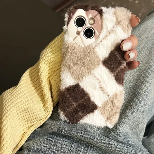 Iphone Cases*Boogzel Clothing Argyle Fuzzy iPhone Case Brown