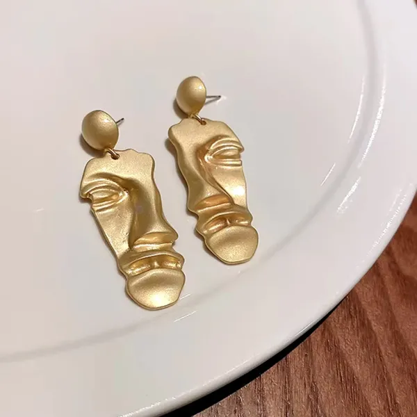 Earrings*Boogzel Clothing Artsy Face Vintage Aesthetic Earrings Gold
