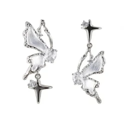 Earrings*Boogzel Clothing Asymmetric Butterfly Earrings Silver