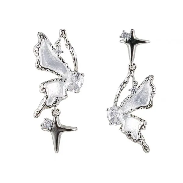 Earrings*Boogzel Clothing Asymmetric Butterfly Earrings Silver