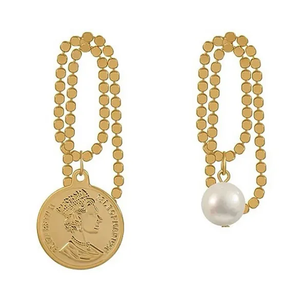 Earrings*Boogzel Clothing Asymmetrical Coin Drop Earrings Gold