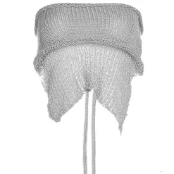 Y2K Tops|Crop Tops*Boogzel Clothing Backless Crochet Tube Top Grey