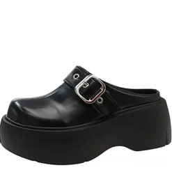 Mad*Boogzel Clothing Bad Manners Chunky Platform Mules Black