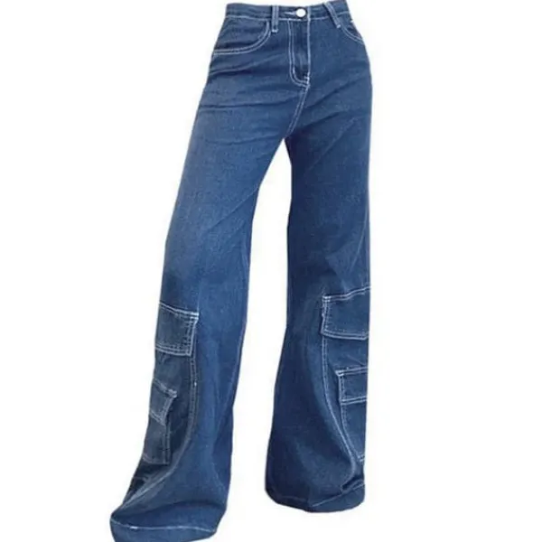 Jeans*Boogzel Clothing Baggy Pocket Mom Jeans Blue