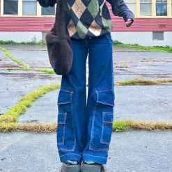 Jeans*Boogzel Clothing Baggy Pocket Mom Jeans Blue