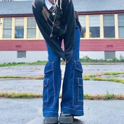 Jeans*Boogzel Clothing Baggy Pocket Mom Jeans Blue