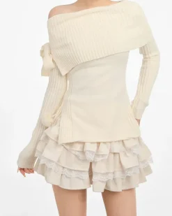 Skirts*Boogzel Clothing Ballerina Core Ruffled Lace Skirt Beige