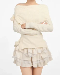 Skirts*Boogzel Clothing Ballerina Core Ruffled Lace Skirt Beige