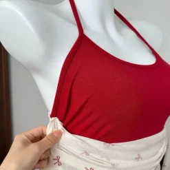 Long Sleeve Tops*Boogzel Clothing Balletcore Aesthetic Bow Mesh Top White/red