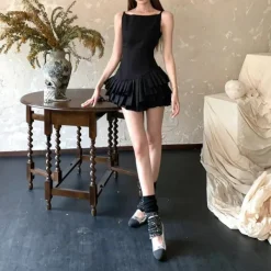 Dresses & Rompers*Boogzel Clothing Balletcore Aesthetic Pleated Dress Black