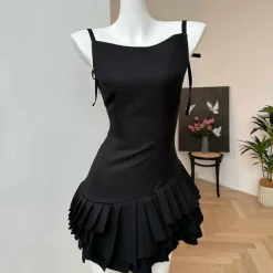 Dresses & Rompers*Boogzel Clothing Balletcore Aesthetic Pleated Dress Black