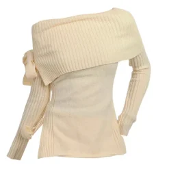 Striped Sweaters|Sweaters*Boogzel Clothing Balletcore Of Shoulder Sweater White
