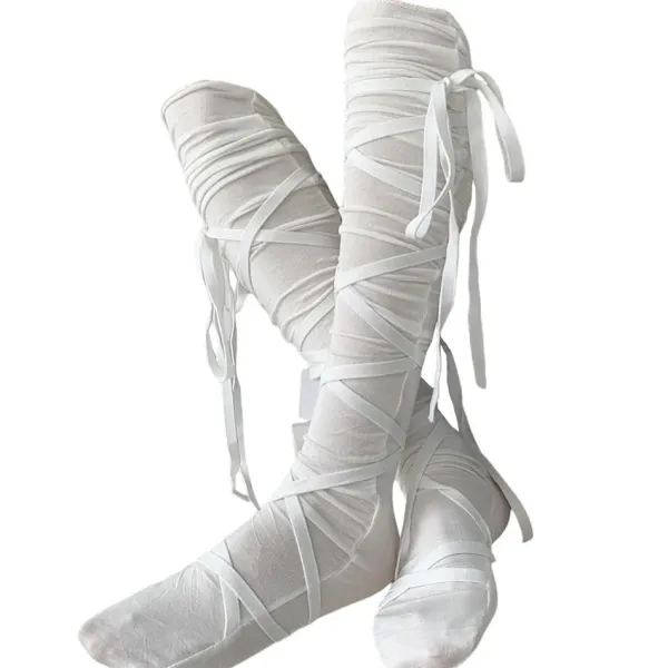 Socks*Boogzel Clothing Balletcore Tie Up Knee High Socks